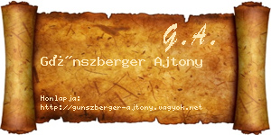 Günszberger Ajtony névjegykártya